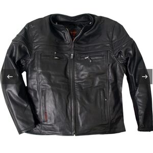 Hot Leathers Black Leather Jacket With Manu Pockets